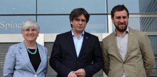 Clara Ponsatí, Carles Puigdemont y Toni Comín.